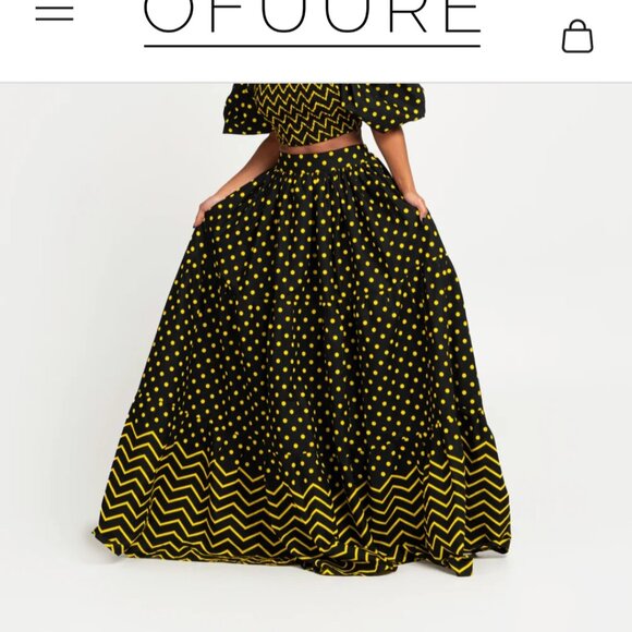 NEW WITH TAGS: Ofuure Black and Yellow Plus Size Maxi Skirt - Picture 2 of 4